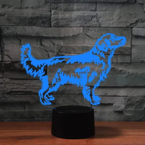 Vista 5 de Luz nocturna para niños 3D Golden Retriever Dog Lámpara LED con control remoto, 16 colores cambiantes, regalo de cumpleaños de Navidad para niño