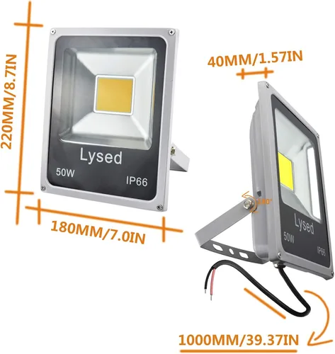 Vista 4 de Luz de inundación LED de 50 W CC 12 V-60 V, luz blanca cálida de bajo voltaje de 12 V, luz de seguridad para jardín, pared, luces de trabajo