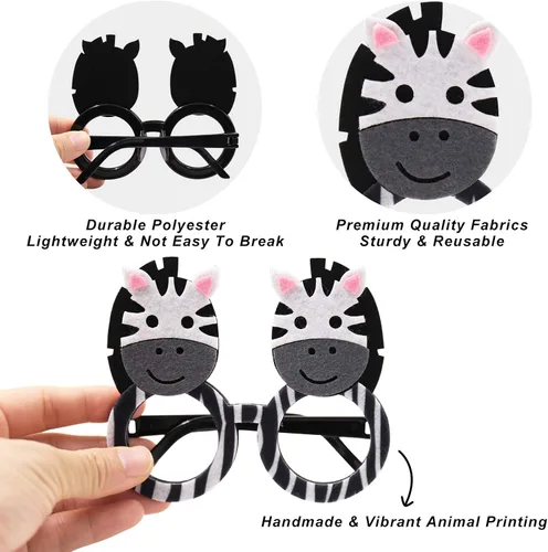 Vista 3 de Bessmoso Paquete de 12 vasos de animales de la selva, disfraz de safari, regalos de fiesta, 12 tipos de anteojos para zoológico de mascotas, fiesta