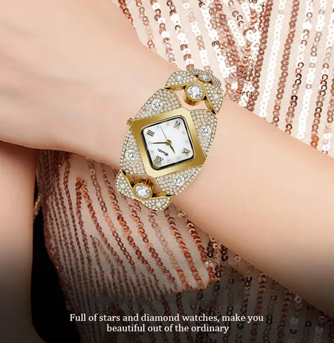 Vista 3 de Gosasa Elegante reloj de pulsera de diamantes para mujer, joyería de moda, reloj de pulsera para mujer, resistente al agua, analógico, de cuarzo