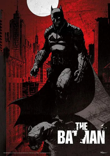Vista 15 de MIGHTYPRINT DC Comics – The Batman – Batmobile in Gotham City – Arte de pared duradero de 17 x 24 pulgadas – No hecho de papel – Coleccionable