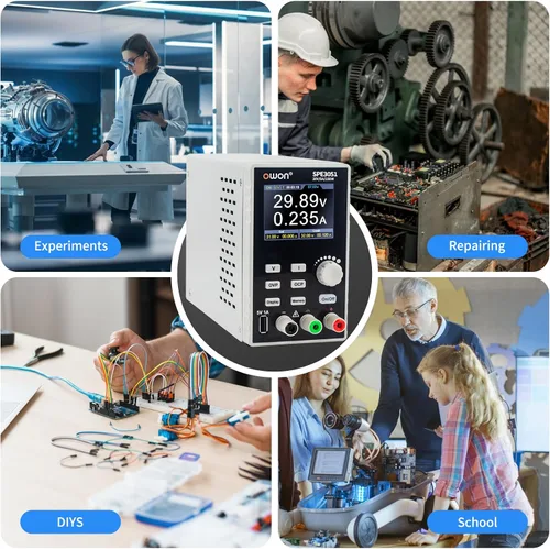 Vista 6 de OWON Fuente de alimentación de laboratorio (0-30V 0-5A), fuente de alimentación CC de banco programable de 150 W con pantalla LCD de 2.8 pulgadas