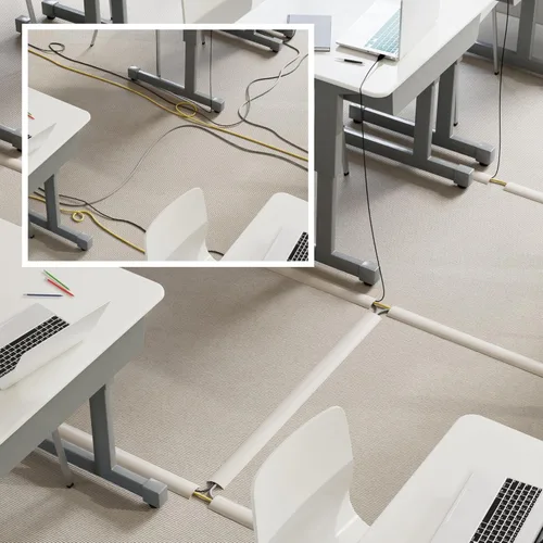 Vista 5 de D-Line – Funda para cable de piso de 6 pies, protector de cable, oculta cables de extensión, protege cables, evita riesgos de caídas, ocultador