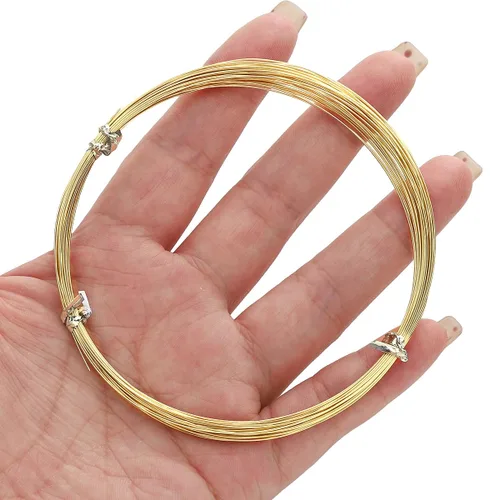 Vista 3 de Beadia - Alambre bañado en oro de 14 quilates de 0.4 mm, 10 metros de cordón de cuentas para pulseras, collares, encantos, cuentas para hacer joyas