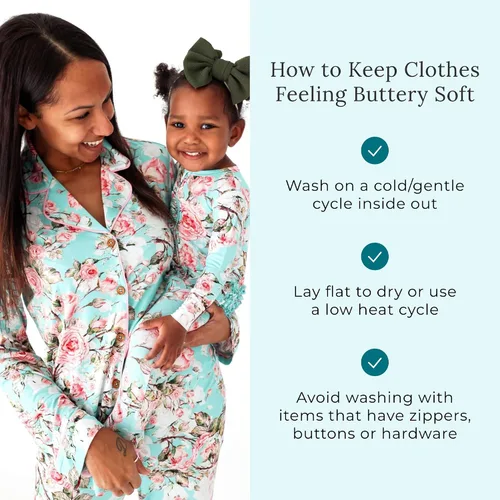 Vista 74 de Posh Peanut Pijamas para niñas, suaves, de viscosa de bambú para niños, pijamas a juego de manga larga para niñas