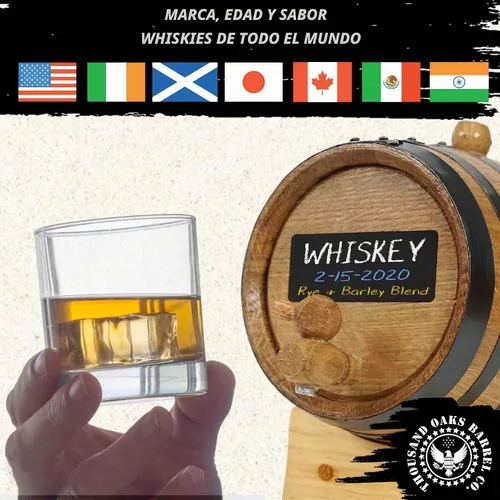 Vista 3 de The Whiskey Experience - Kit de elaboración de whisky prémium con barril de envejecimiento de roble de 1 litro y 10 esencias de sabor a licor, hace