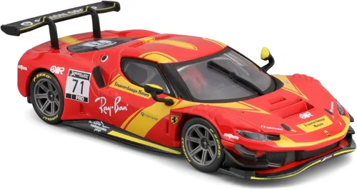 Vista 2 de 1:43 Modelo de coche Ferrari 296 GT3-2022, rojo # 71 aleación coche modelo fundido