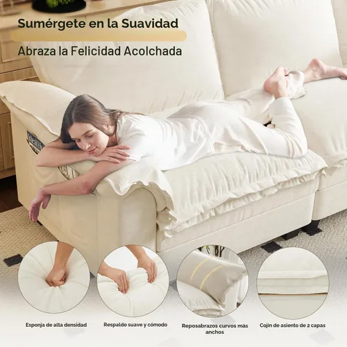 Vista 3 de KKL Sofá Seccional Modular de 89 Pulgadas, Sofá de Amor de 2 Asientos Sofá Nube con Asiento Profundo, Sofás Seccionales de Chenilla para Sala