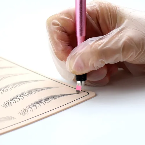 Vista 3 de 50 hojas de microblading desechables color rosa #14 nano, 0.006 in, perfectas para trazos de cabello, cejas, agujas más finas del mercado