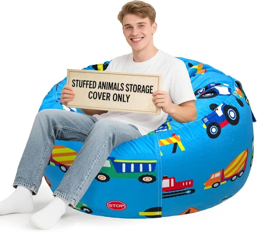 Vista 60 de Lukeight - Puf de almacenamiento de animales de peluche para niños, funda para puf de dinosaurio con cremallera para organizar la habitación