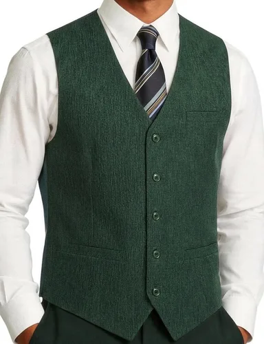 Vista 11 de JEMITOP Chaleco de vestir ajustado con textura ligera para hombre Beige