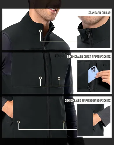 Vista 3 de Pioneer Camp Chaleco Softshell de golf para hombre, resistente al viento, forro polar, ligero, sin mangas, para viajes, senderismo