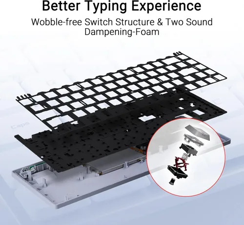 Vista 4 de ASUS ROG Falchion RX Teclado inalámbrico para juegos de bajo perfil 65% compacto TKL, conectividad trimodo, interruptores ópticos rojos ROG RX