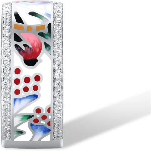 Vista 3 de Santuzza Anillo de plata de ley 925 hecho a mano con esmalte colorido para pájaros, Plata Esterlina