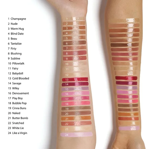 Vista 5 de Ruby Kisses Brillo de labios Butter Bomb Gloss, brillo de labios no pegajoso, vitamina E, tono natural desnudo, maquillaje de labios - 7.8mL