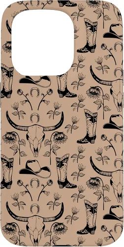 Vista 14 de Western Boho Skull, Sunflowers, Country Girls, Cowgirls Boot Case for iPhone 17