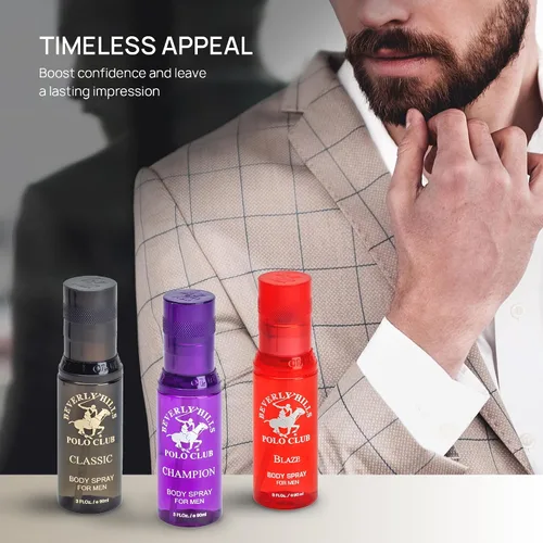 Vista 6 de Beverly Hills Polo Club Colección de spray corporal de 3 piezas: Champion, Classic, Blaze (9 fl oz, diferentes fragancias)