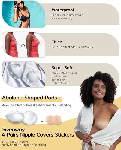 Vista 4 de Niidor Self-Adhesive Bra Pads Insert Removable Triangle Push Up Sticky Bra Cups Breast Lifter for Bikini Swimsuit