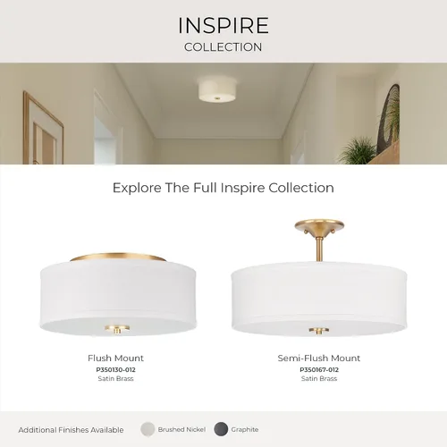 Vista 9 de Progress Lighting Inspire - Luz semiempotrada de 18" con 3 luces, latón Latón satinado con pantalla de lino de verano