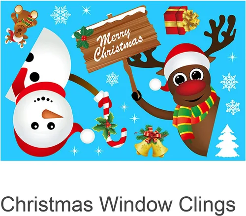 Vista 13 de Decoraciones de Navidad para ventana, 160 calcomanías de copo de nieve de Navidad para ventana, calcomanías de copo de nieve de Navidad