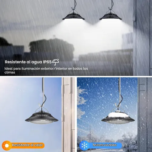 Vista 7 de Luces colgantes solares para interiores y exteriores, IP65 día/noche para cobertizo