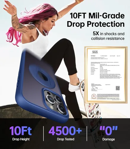 Vista 5 de Meifigno MagicRing Series - Funda diseñada para iPhone 15 Pro, soporte y soporte de anillo giratorio de 360°, compatible con MagSafe, protección