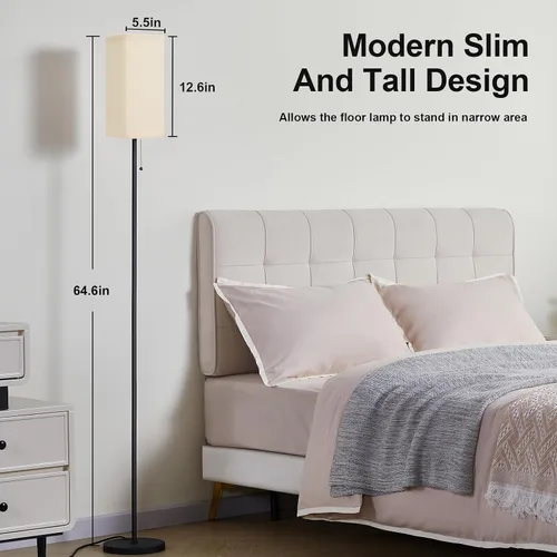 Vista 2 de Ziisee Lámparas de pie para sala de estar y dormitorio - Juego de 2 lámparas de pie negras de 3 temperaturas de color, lámparas de pie modernas
