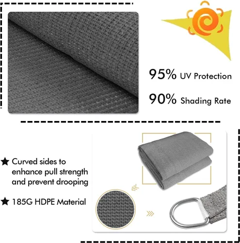 Vista 3 de KANAGAWA - Toldo triangular con bloque UV, color gris oscuro para patio,jardín, jardín trasero, actividades al aire libre