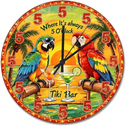 Vista 77 de Reloj de pared Whatever Modern Wood Clock de 10 pulgadas, silencioso, sin tictac, funciona con pilas, para sala de estar, dormitorio, cocina, A