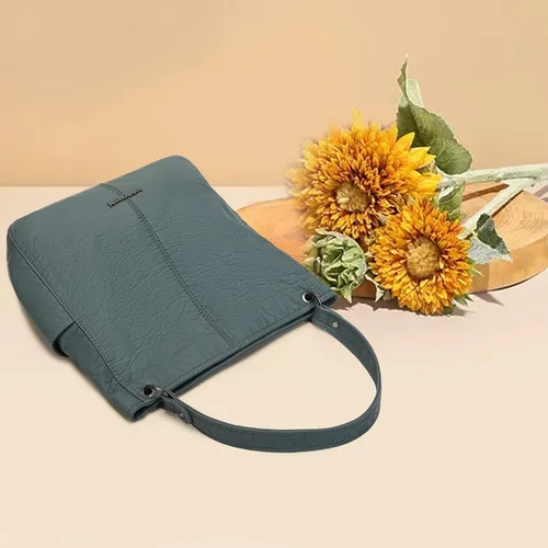 Vista 2 de Montana West Stone Washed Leather Hobo Purses for Women Soft Top Handle Shoulder Bag with Wallet 2PCS Set