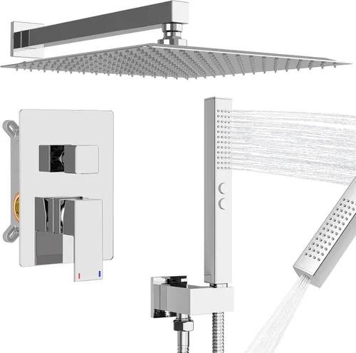 Vista 10 de RUMOSE Juego de grifo de ducha para baño, cabezal de ducha de lluvia con Negro