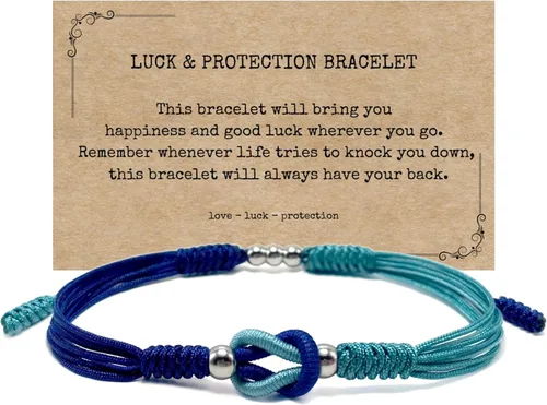Vista 13 de LAMIBEE Infinity Surfer - Pulsera de la amistad con amor y amistad con color multicolor, cuerda de protección de nudo tibetano de la suerte tejida