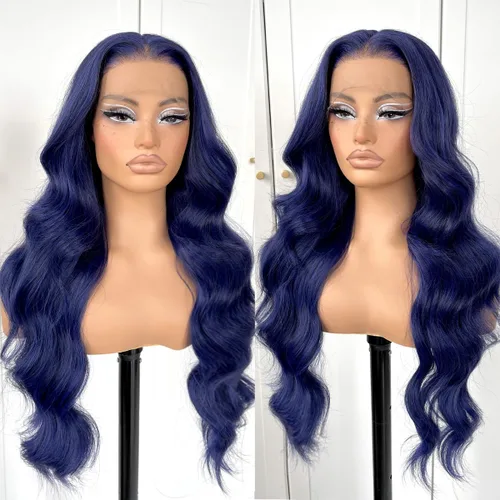 Vista 12 de #27 Peluca de encaje frontal rubia miel sin pegamento, onda corporal, pelucas de encaje frontal sintéticas prediseñadas, con línea de cabello