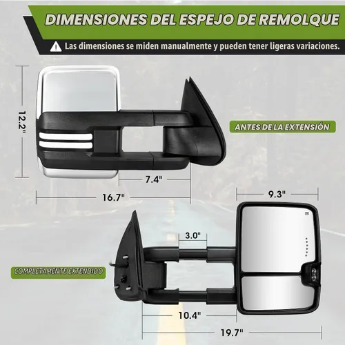 Vista 7 de Switchback Espejos de Remolque para Chevy Silverado GMC Sierra 2003-2007 Espejo Lateral con Señal de Giro Dinámica Luz de Marcha Lámpara de Respaldo