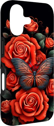 Vista 3 de Cute Butterfly Red Floral Flower Butterfly Rose Case for iPhone 17