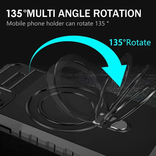 Vista 6 de Funda magnética para iPhone 11 [compatible con MagSafe] con 2 protectores de pantalla de vidrio templado con soporte de anillo, grado militar