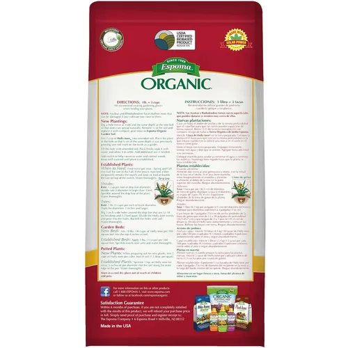 Vista 2 de Espoma Alimento orgánico para plantas de hoja perenne y azalea; bolsa de 4 libras; el fertilizante orgánico original y mejor para todas las plantas