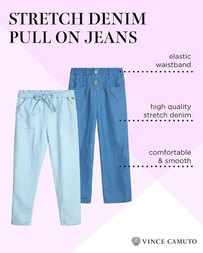 Vista 2 de Vince Camuto Pantalones de mezclilla elásticos para niñas (paquete de 2)