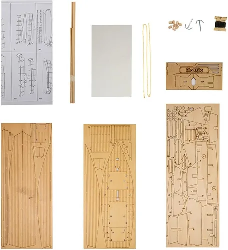 Vista 2 de GAWEGM Kits de construcción de modelo de barco - Modelo de barco de pesca de baldosas planas 1:30 con accesorios de actualización