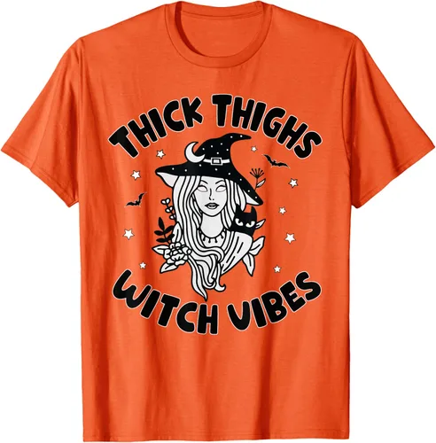 Vista 7 de Camiseta de bruja de Halloween con muslos gruesos para mujer, Gris