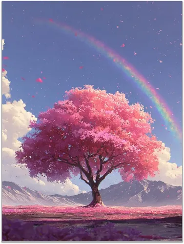 Vista 22 de VOCBAN Abstract Tree Landscape Painting On Canvas Poster Wall Artworks Pictures Living Room and Bedroom Picture Prints for Walls(blue blue 109