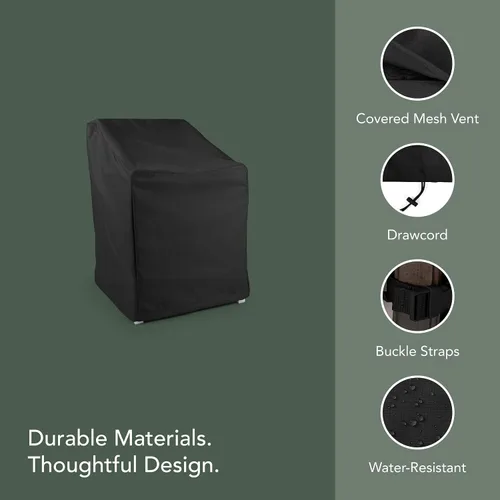 Vista 4 de Covermates Funda para silla de exterior, poliéster resistente, resistente a la intemperie, dobladillo con cordón, fundas para asientos y sillas, 22