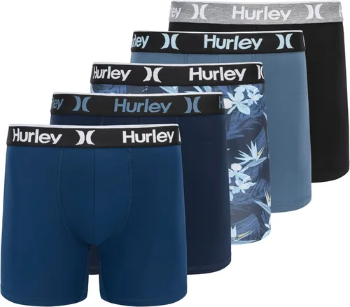Vista 36 de Hurley calzoncillos tipo bóxer elásticos para hombre, paquete de 5 Combo de helecho de carbón