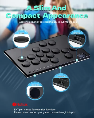 Vista 7 de Borcham All-Button Arcade Stick, Street Fighter Game Controler with DIY RGB & Turbo Functions, Compatible with PCPs3Ps4SwitchSteam Game, Supports