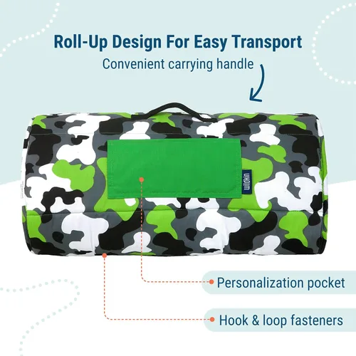 Vista 4 de Wildkin Kids Nap Mat with Pillow for Boys & Girls – Soft & Cozy Toddler Sleep Mat for Daycare, Preschool, Kindergarten & Travel, Ages 3–7, Machine