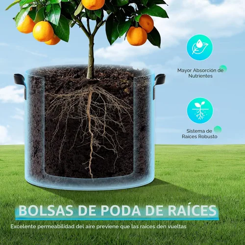Vista 6 de Land Guard Paquete de 10 bolsas de cultivo de tela de 5 galones, macetas de jardín no tejidas gruesas, bolsas de cultivo con asas, color negro