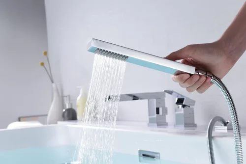 Vista 7 de SUMERAIN Grifo de bañera romana en cascada con ducha de mano, cromado