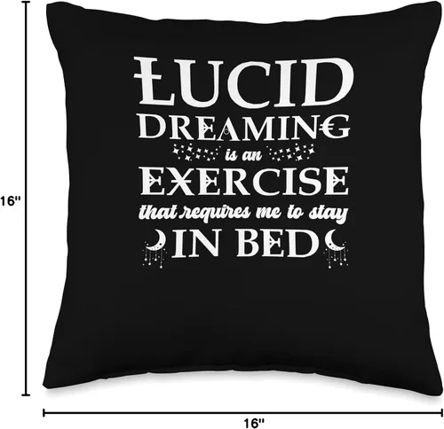 Vista 4 de Lucid Dreaming Exercise Required Stay In Bed Gift Requiere ejercicio para permanecer en la cama Lucid Dream - Almohada de 16 x 16 pulgadas