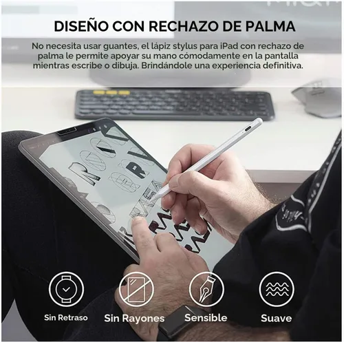 Vista 6 de Lápiz óptico para iPad con sensibilidad a la inclinación y rechazo de palma, lápiz activo compatible con Apple iPad Pro de 11/12.9 pulgadas, iPad