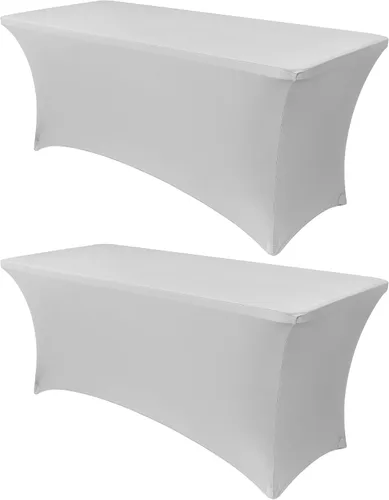 Vista 39 de Obstal Funda de mesa de elastano elástica de 4 pies para mesas plegables estándar, paquete de 2 manteles rectangulares universales ajustables